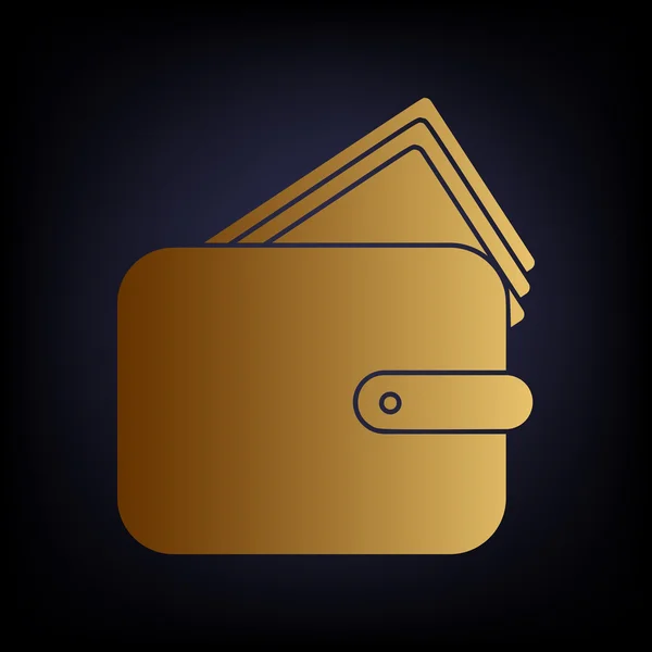 Firma del portafoglio. Icona stile dorato — Vettoriale Stock