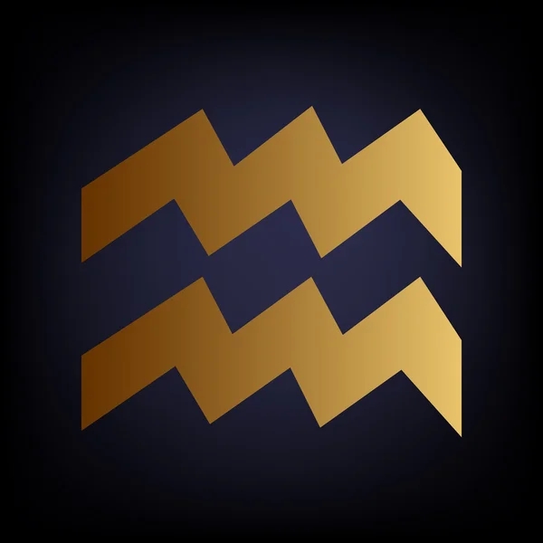 Signo de Acuario. Icono de estilo dorado — Vector de stock