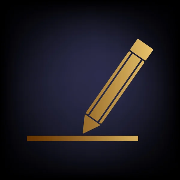 Signo de lápiz. Icono de estilo dorado — Archivo Imágenes Vectoriales