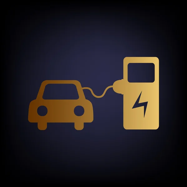 Cartel de carga de batería de coche eléctrico — Vector de stock