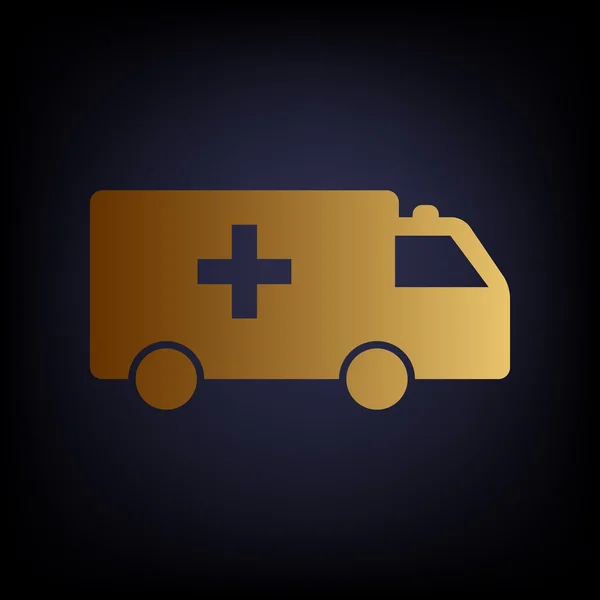 Ambulance sign. Golden style icon — Stock Vector