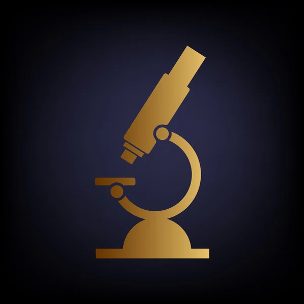 Signo del microscopio. Icono de estilo dorado — Vector de stock