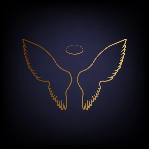 Assina as asas. Ícone estilo dourado — Vetor de Stock