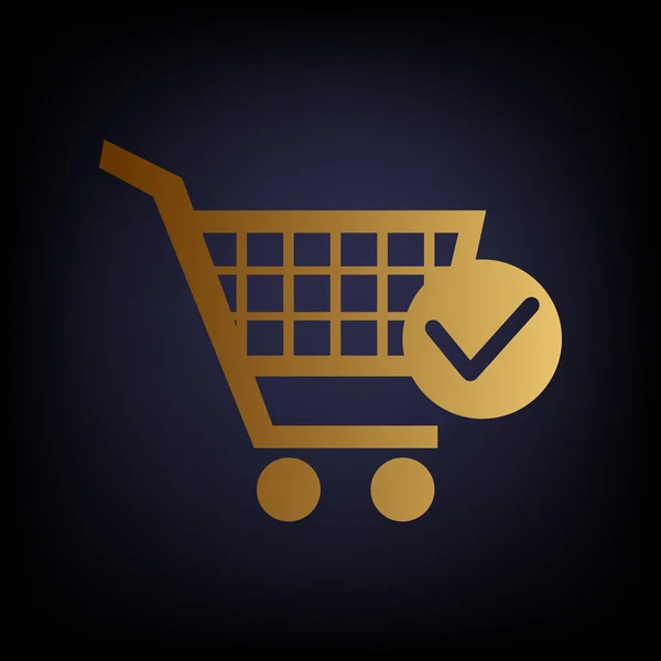 Koszyk na zakupy i ikona znacznika wyboru — Wektor stockowy