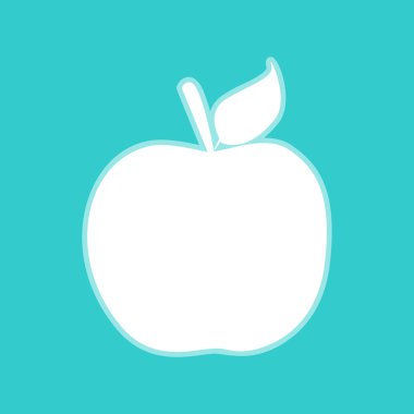 Elma işaret. Torquoise rengi beyaz simgesini