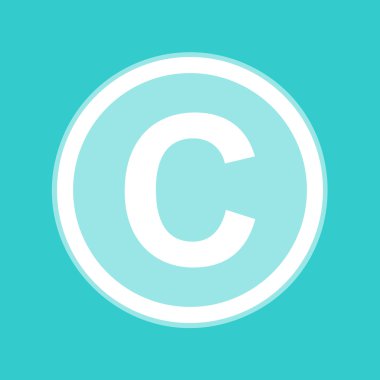 Telif hakkı işareti. Torquoise rengi beyaz simgesini