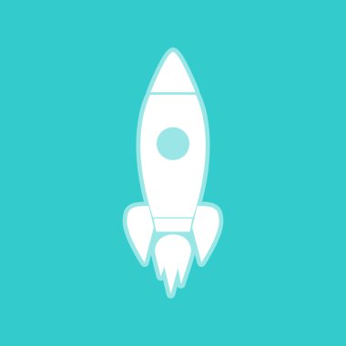 Roket işareti. Torquoise rengi beyaz simgesini