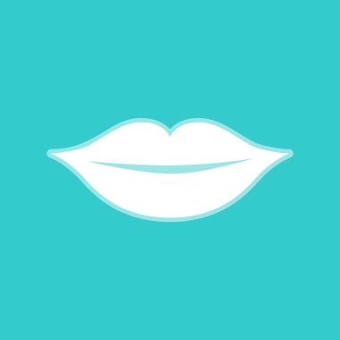 Dudaklar işareti. Torquoise rengi beyaz simgesini