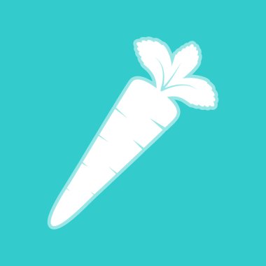 Havuç işareti. Torquoise rengi beyaz simgesini