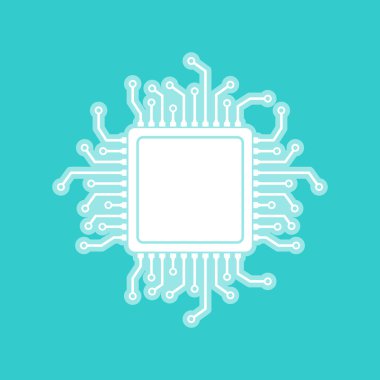CPU mikroişlemci. Torquoise rengi beyaz simgesini