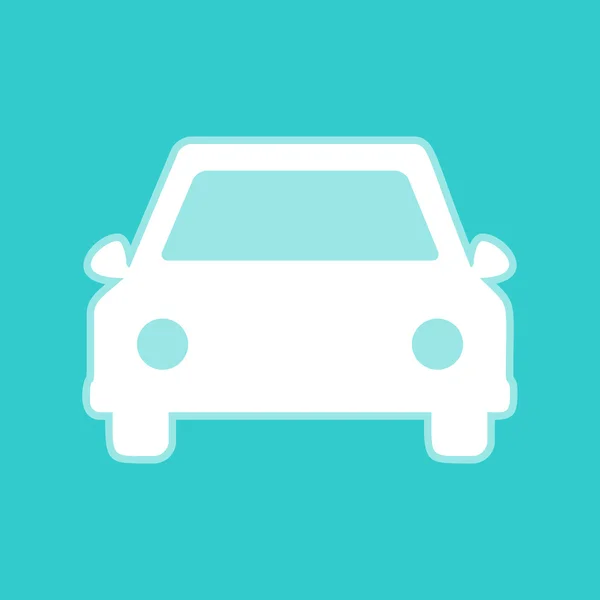 Señal de coche. Icono blanco en color turquesa — Vector de stock