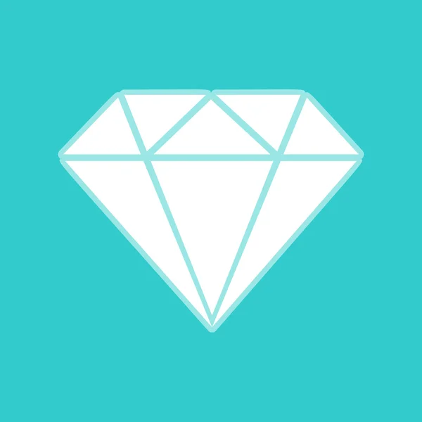 Sinal de diamante. Ícone branco na cor turquesa — Vetor de Stock