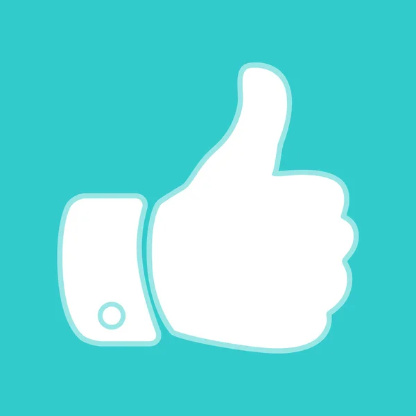 Ręka znak. Biała ikona na kolor torquoise — Wektor stockowy