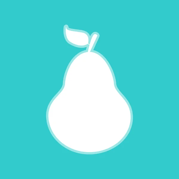 PEAR teken. Wit pictogram op we kleur — Stockvector