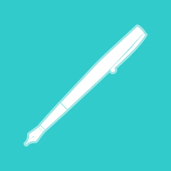 Στυλό σημάδι. Λευκό εικονίδιο στην χρώμα torquoise — Διανυσματικό Αρχείο