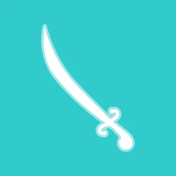 Σημάδι σπαθί. Λευκό εικονίδιο στην χρώμα torquoise — Διανυσματικό Αρχείο