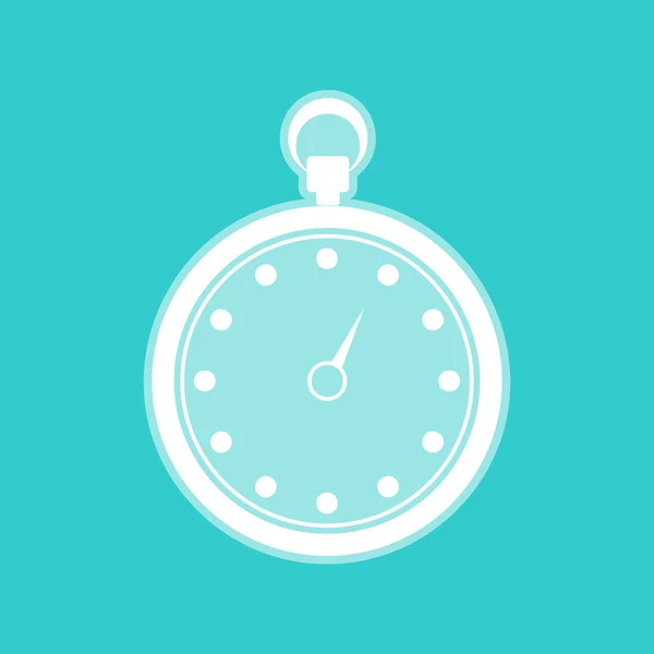 Panneau chronomètre. Icône blanche sur couleur torquoise — Image vectorielle