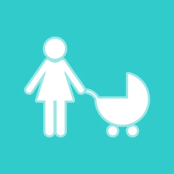Znak dla rodzin z dziećmi. Biała ikona na kolor torquoise — Wektor stockowy