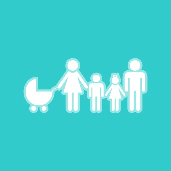 Signe de famille. Icône blanche sur couleur torquoise — Image vectorielle
