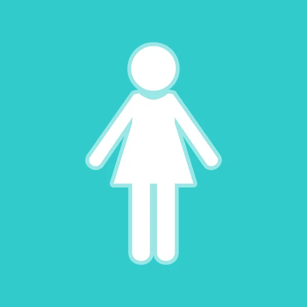 Γυναίκα σύμβολο. Λευκό εικονίδιο στην χρώμα torquoise — Διανυσματικό Αρχείο