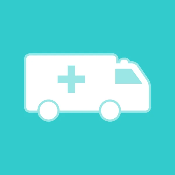 Panneau d'ambulance. Icône blanche sur couleur torquoise — Image vectorielle