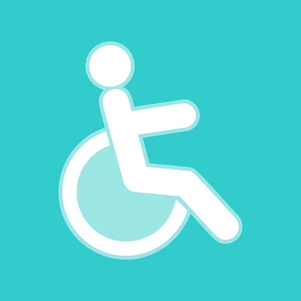 Disabled sign. White icon on torquoise color — Stock Vector