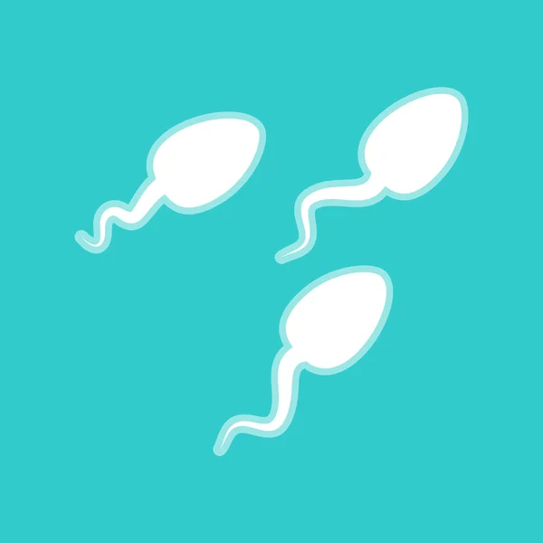 Sinal de esperma. Ícone branco na cor turquesa —  Vetores de Stock