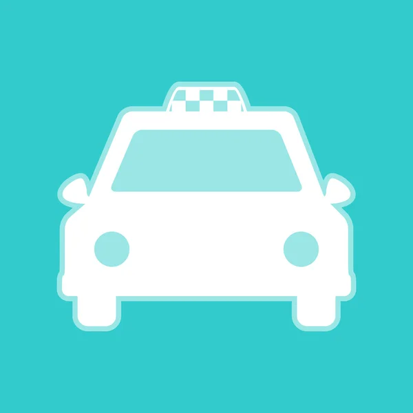 Taxi sign. White icon on torquoise color — Stock Vector