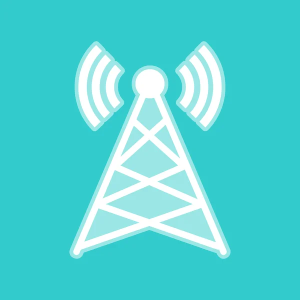 Antennenzeichen. weißes Symbol auf torquoise Farbe — Stockvektor