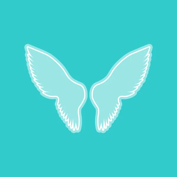 Signo de alas. Icono blanco en color turquesa — Archivo Imágenes Vectoriales