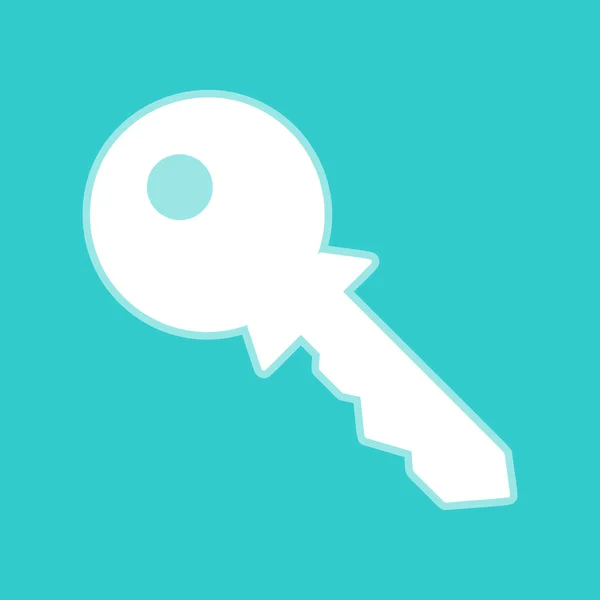Schlüsselzeichen. weißes Symbol auf torquoise Farbe — Stockvektor