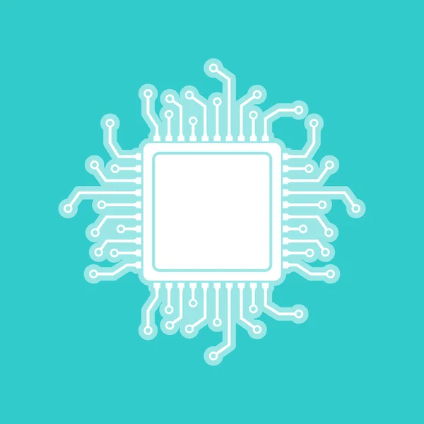 Microprocessador CPU. Ícone branco na cor turquesa —  Vetores de Stock