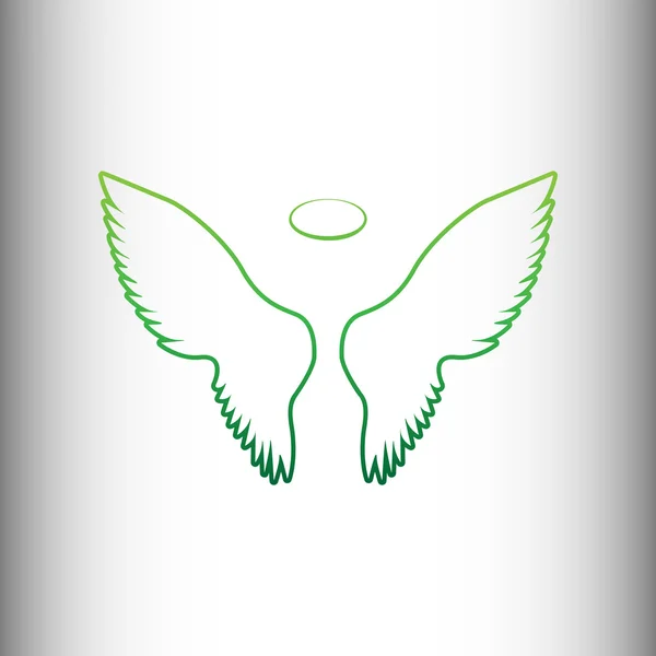 Le ali firmano. Icona gradiente verde — Vettoriale Stock