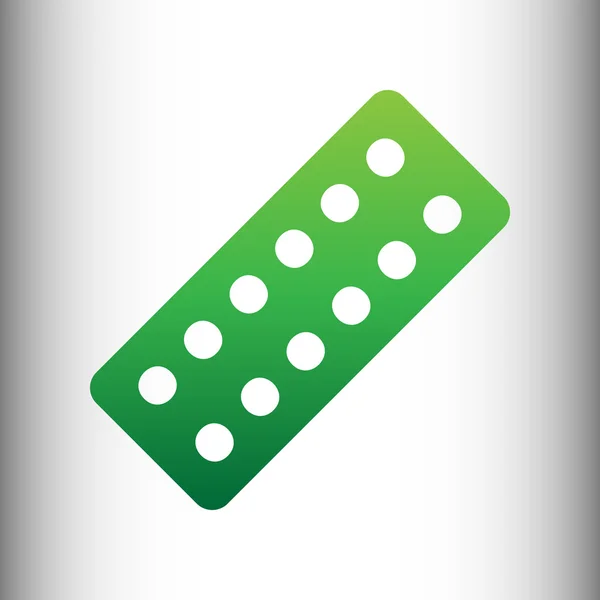 Pílulas assinadas. Ícone de gradiente verde — Vetor de Stock