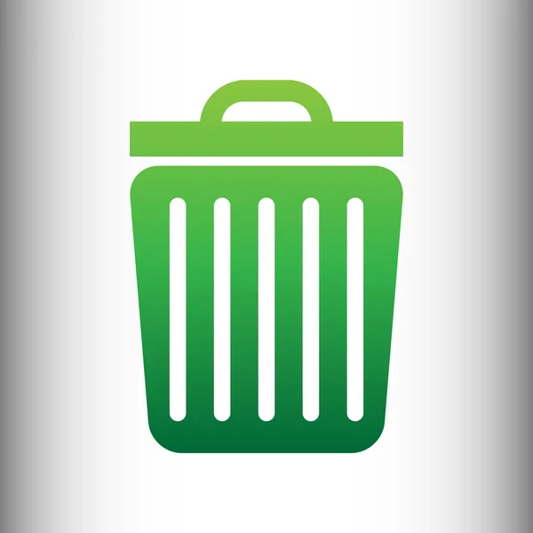 Çöp kutusu işareti. Yeşil degrade simgesi — Stok Vektör