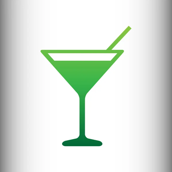 鸡尾酒的标志。绿色渐变图标 — 图库矢量图片