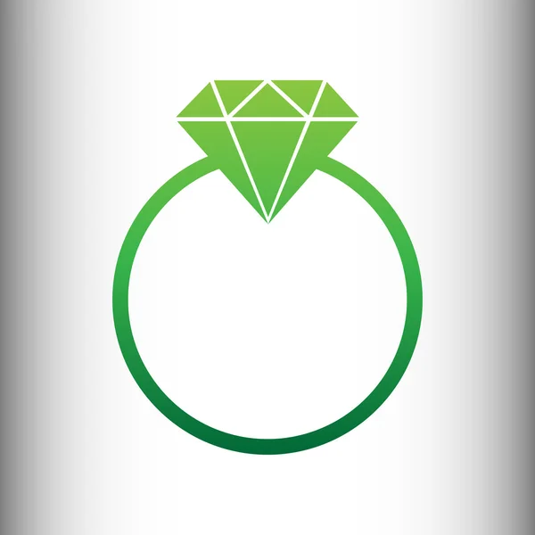 Signo de diamante. Gradiente verde icono — Vector de stock