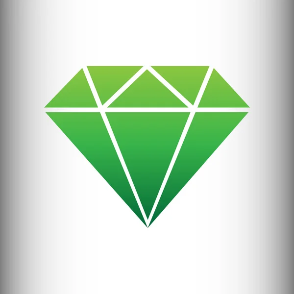 Sinal de diamante. Ícone de gradiente verde — Vetor de Stock