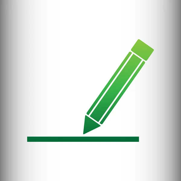 Μολύβι σημάδι. Πράσινο εικονίδιο κλίσης — Διανυσματικό Αρχείο