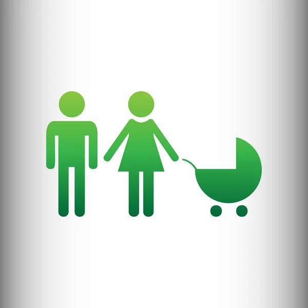 Signe de famille. Icône de dégradé vert — Image vectorielle