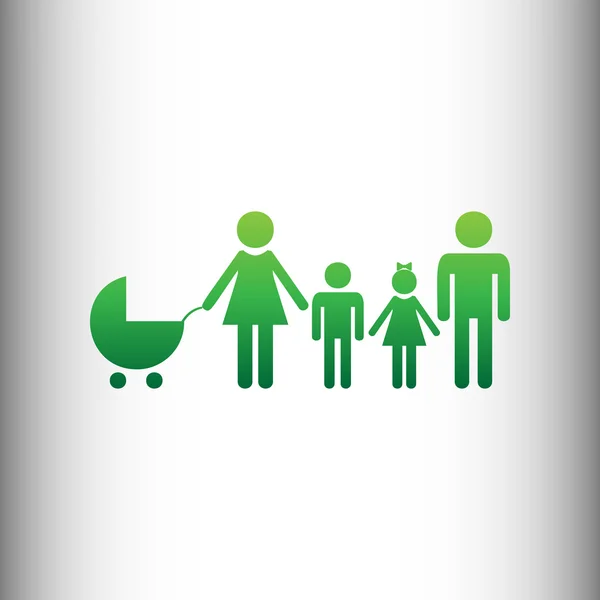 Znak dla rodzin z dziećmi. Zielona ikona gradientu — Wektor stockowy