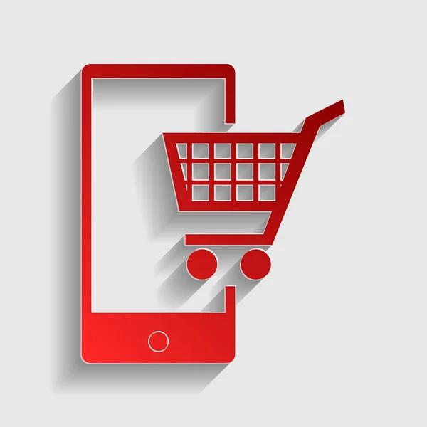Shopping su smart phone segno — Vettoriale Stock