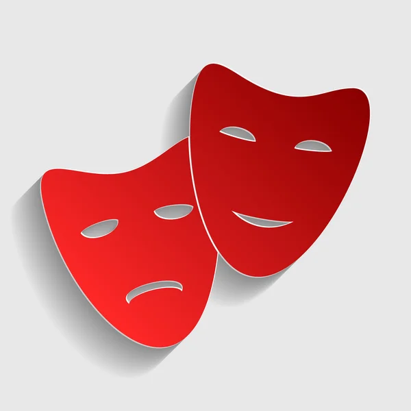 Icona del teatro con maschere felici e tristi — Vettoriale Stock