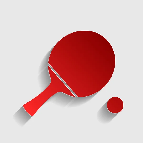 Ping pong remo com ícone de vetor de bola — Vetor de Stock