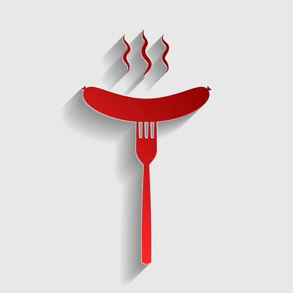 Saucisse à la fourchette signe — Image vectorielle
