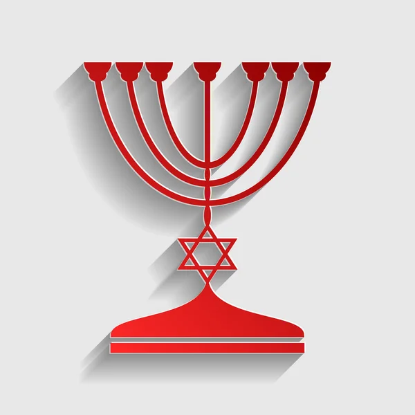 Yahudi Menorah candlestick dalam siluet hitam - Stok Vektor
