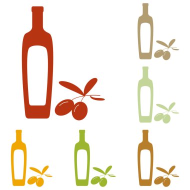 Siyah Zeytin dalı ile zeytinyağı şişesi işareti