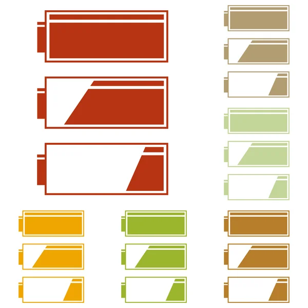 Jeu d'indicateurs de niveau de charge de batterie — Image vectorielle