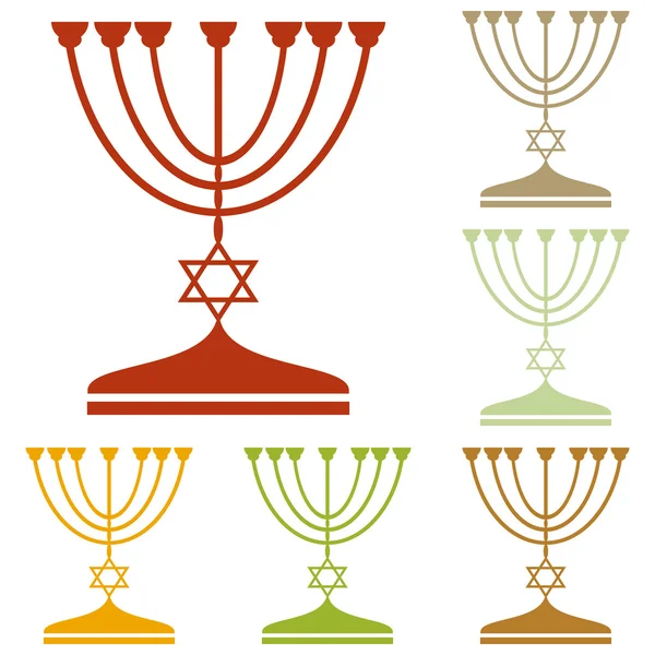 Jüdischer Menora Kerzenständer in schwarzer Silhouette — Stockvektor
