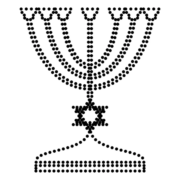 Candelero Menorah judío en silueta negra — Vector de stock